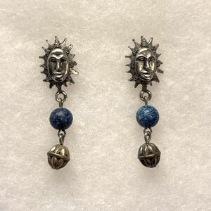Silver Tone Sun Earrings